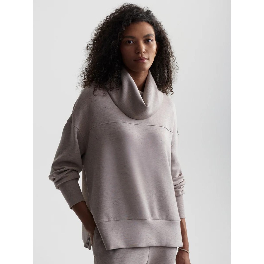 Varley Priya Longline Sweat DoubleSoft Grey Funnel Neck Side Zip Women's Large